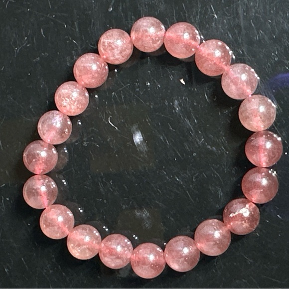 10mm 139.40CT Natural strawberry Quartz Stretchable Bracelet - Picture 9 of 17